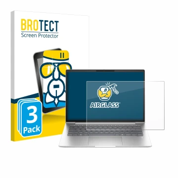 Front side of a product packaging with the brand logo BROTECT. Next to it is the device HP ProBook 440 G11 shown with the corr