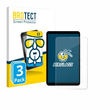Front side of a product packaging with the brand logo BROTECT. Next to it is the device Alldocube iPlay 60 Mini Pro shown with