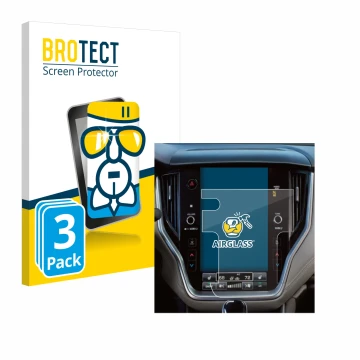 Front side of a product packaging with the brand logo BROTECT. Next to it is the device Subaru Outback 2023 11,9