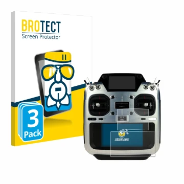 Front side of a product packaging with the brand logo BROTECT. Next to it is the device Futaba T26SZ shown with the correspond