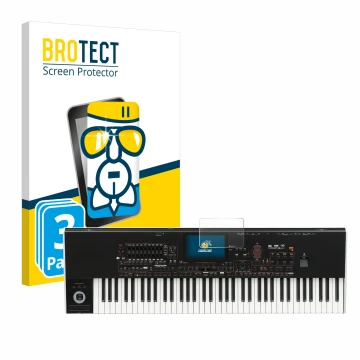 Front side of a product packaging with the brand logo BROTECT. Next to it is the device KORG Pa4x shown with the corresponding
