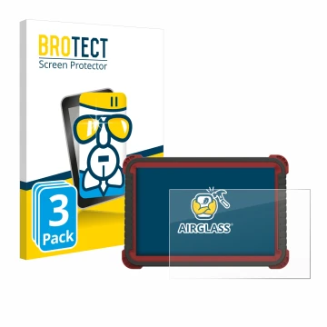 Front side of a product packaging with the brand logo BROTECT. Next to it is the device Thinktool Master 2 shown with the corr