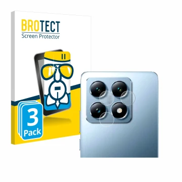 Front side of a product packaging with the brand logo BROTECT. Next to it is the device Xiaomi 14T Pro (ONLY Camera Lens) show