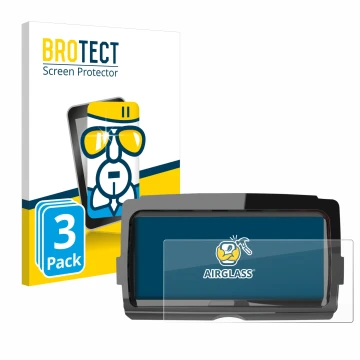 Front side of a product packaging with the brand logo BROTECT. Next to it is the device Harley Davidson Soundstream V2 shown w