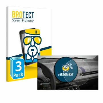 Front side of a product packaging with the brand logo BROTECT. Next to it is the device Mini Cooper Electric BJ 2024 shown wit