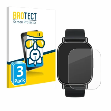Front side of a product packaging with the brand logo BROTECT. Next to it is the device Xiaomi Redmi Watch 5 Lite shown with t