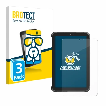 Front side of a product packaging with the brand logo BROTECT. Next to it is the device Oukitel RT3 Pro shown with the corresp