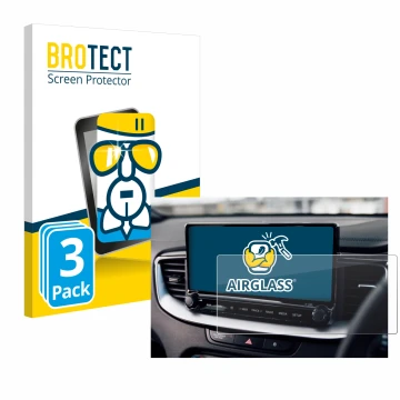 Front side of a product packaging with the brand logo BROTECT. Next to it is the device Kia XCeed 2024 shown with the correspo