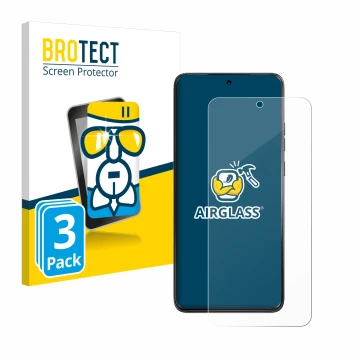 Front side of a product packaging with the brand logo BROTECT. Next to it is the device Motorola ThinkPhone 25 shown with the 