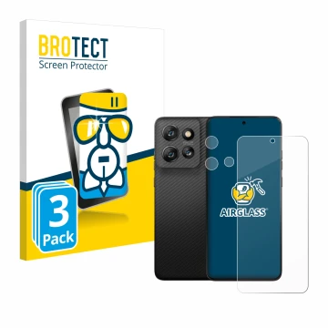 Front side of a product packaging with the brand logo BROTECT. Next to it is the device Motorola ThinkPhone 25 (Front+Camera) 