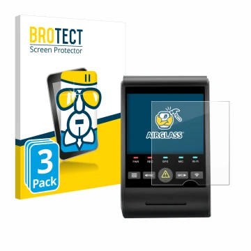 Front side of a product packaging with the brand logo BROTECT. Next to it is the device VIOFO A229 PRO shown with the correspo