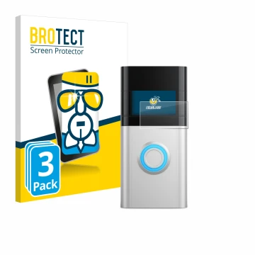 Front side of a product packaging with the brand logo BROTECT. Next to it is the device Ring Video Doorbell 3 Plus shown with 