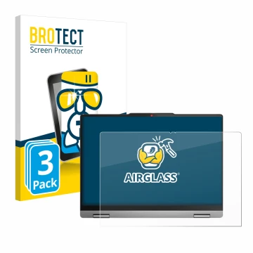 Front side of a product packaging with the brand logo BROTECT. Next to it is the device Lenovo IdeaPad 5x 2-in-1 Gen 9 14