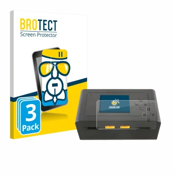 Front side of a product packaging with the brand logo BROTECT. Next to it is the device Gens Ace IMARS D300 shown with the cor