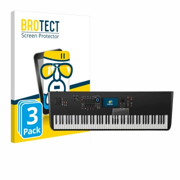 Front side of a product packaging with the brand logo BROTECT. Next to it is the device Yamaha MODX8+ shown with the correspon