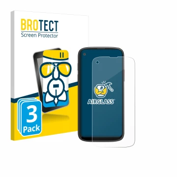 Front side of a product packaging with the brand logo BROTECT. Next to it is the device Unihertz Jelly Max shown with the corr