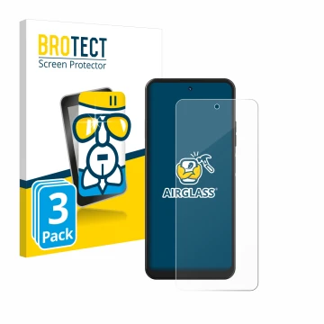 Front side of a product packaging with the brand logo BROTECT. Next to it is the device Hotwav Note 12 shown with the correspo