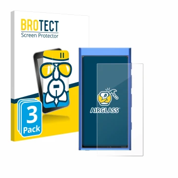 Front side of a product packaging with the brand logo BROTECT. Next to it is the device Hiby Digital M300 shown with the corre