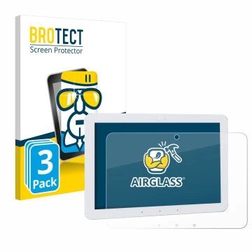 Front side of a product packaging with the brand logo BROTECT. Next to it is the device Amazon Echo Hub 8