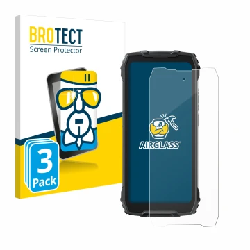 Front side of a product packaging with the brand logo BROTECT. Next to it is the device Blackview BV7300 shown with the corres