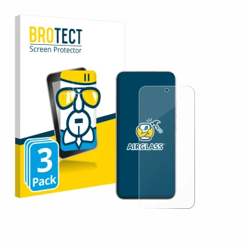 Front side of a product packaging with the brand logo BROTECT. Next to it is the device Honor Magic 7 shown with the correspon