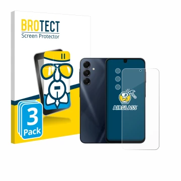 Front side of a product packaging with the brand logo BROTECT. Next to it is the device Samsung Galaxy A16 4G (Front+Camera) s