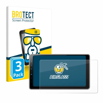 Front side of a product packaging with the brand logo BROTECT. Next to it is the device Pioneer SPH-DA97DAB shown with the cor