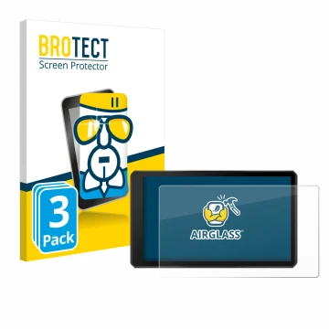 Front side of a product packaging with the brand logo BROTECT. Next to it is the device Garmin Tread 2 Powersport 6