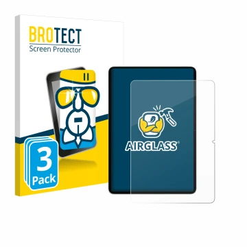 Front side of a product packaging with the brand logo BROTECT. Next to it is the device Xiaomi Pad 7 shown with the correspond