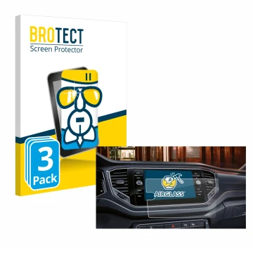 Front side of a product packaging with the brand logo BROTECT. Next to it is the device Volkswagen Touran 2.0 Discover Media 8