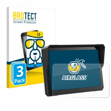 Front side of a product packaging with the brand logo BROTECT. Next to it is the device Carpuride W702 Pro 7