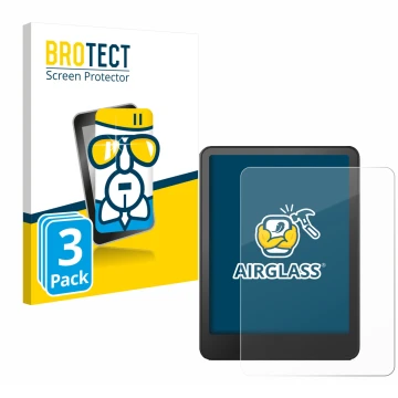 Front side of a product packaging with the brand logo BROTECT. Next to it is the device Amazon Kindle Paperwhite 2024 (12. Gen