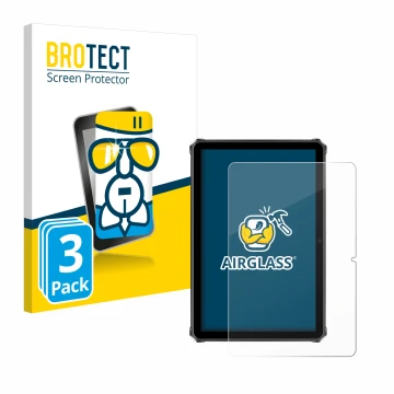 Front side of a product packaging with the brand logo BROTECT. Next to it is the device Oukitel RT9 shown with the correspondi