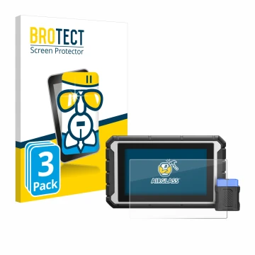 Front side of a product packaging with the brand logo BROTECT. Next to it is the device ArtiDiag 900BT shown with the correspo