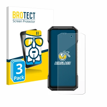 Front side of a product packaging with the brand logo BROTECT. Next to it is the device Ulefone Armor 27 shown with the corres