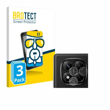 Front side of a product packaging with the brand logo BROTECT. Next to it is the device Xiaomi Redmi Note 14 Pro (ONLY Camera 