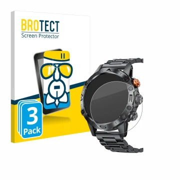 Front side of a product packaging with the brand logo BROTECT. Next to it is the device DekeFit MT43PRO 1.53