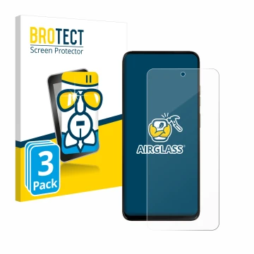 Front side of a product packaging with the brand logo BROTECT. Next to it is the device Motorola Moto G15 shown with the corre