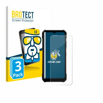 Front side of a product packaging with the brand logo BROTECT. Next to it is the device myPhone Hammer Construction 2 Thermal 