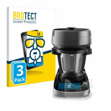 Front side of a product packaging with the brand logo BROTECT. Next to it is the device Cecotec Mambo Victory XL shown with th