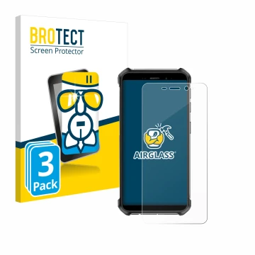 Front side of a product packaging with the brand logo BROTECT. Next to it is the device Ulefone Armor X12 shown with the corre