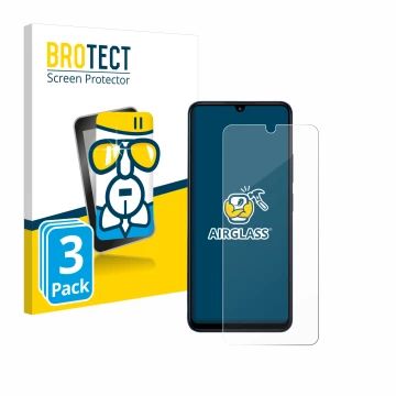 Front side of a product packaging with the brand logo BROTECT. Next to it is the device Xiaomi Redmi 14C 5G shown with the cor