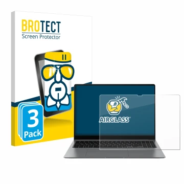 Front side of a product packaging with the brand logo BROTECT. Next to it is the device Samsung Galaxy Book5 Pro 16