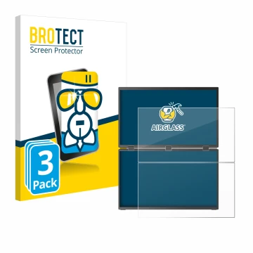 Front side of a product packaging with the brand logo BROTECT. Next to it is the device Uperfect UStation Delta Max 18.5