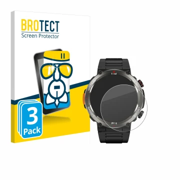 Front side of a product packaging with the brand logo BROTECT. Next to it is the device Blackview W50 Pro 1.45