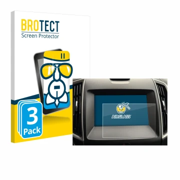 Front side of a product packaging with the brand logo BROTECT. Next to it is the device Ford Galaxy Infotainment Sync 3 (2019)