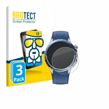 Front side of a product packaging with the brand logo BROTECT. Next to it is the device Oppo Watch X2 shown with the correspon