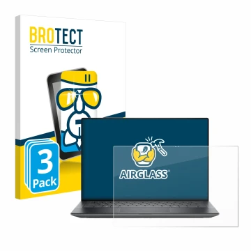 Front side of a product packaging with the brand logo BROTECT. Next to it is the device Dell Precision 5490 Workstation shown 