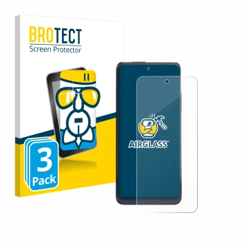 Front side of a product packaging with the brand logo BROTECT. Next to it is the device Thuraya One shown with the correspondi