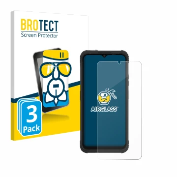 Front side of a product packaging with the brand logo BROTECT. Next to it is the device AGM H Max shown with the corresponding